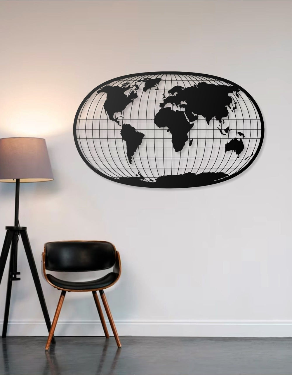 🌍 Metall Weltkarte Elips & Quadratmuster 50x80 70x100 Handarbeit