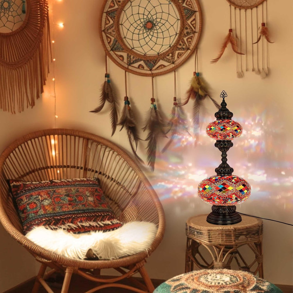 Handgefertigte Türkische Mosaiklampe | Marokkanische Bunte Tischlampe Deko