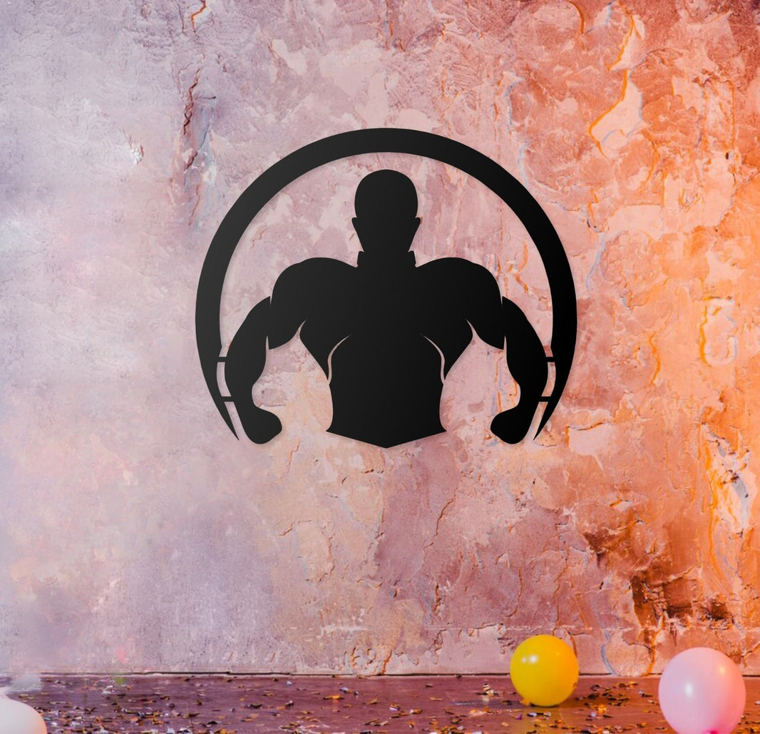 Fitness GYM Box Wandbild Sporthalle 75x62 cm – Metall Wanddekor