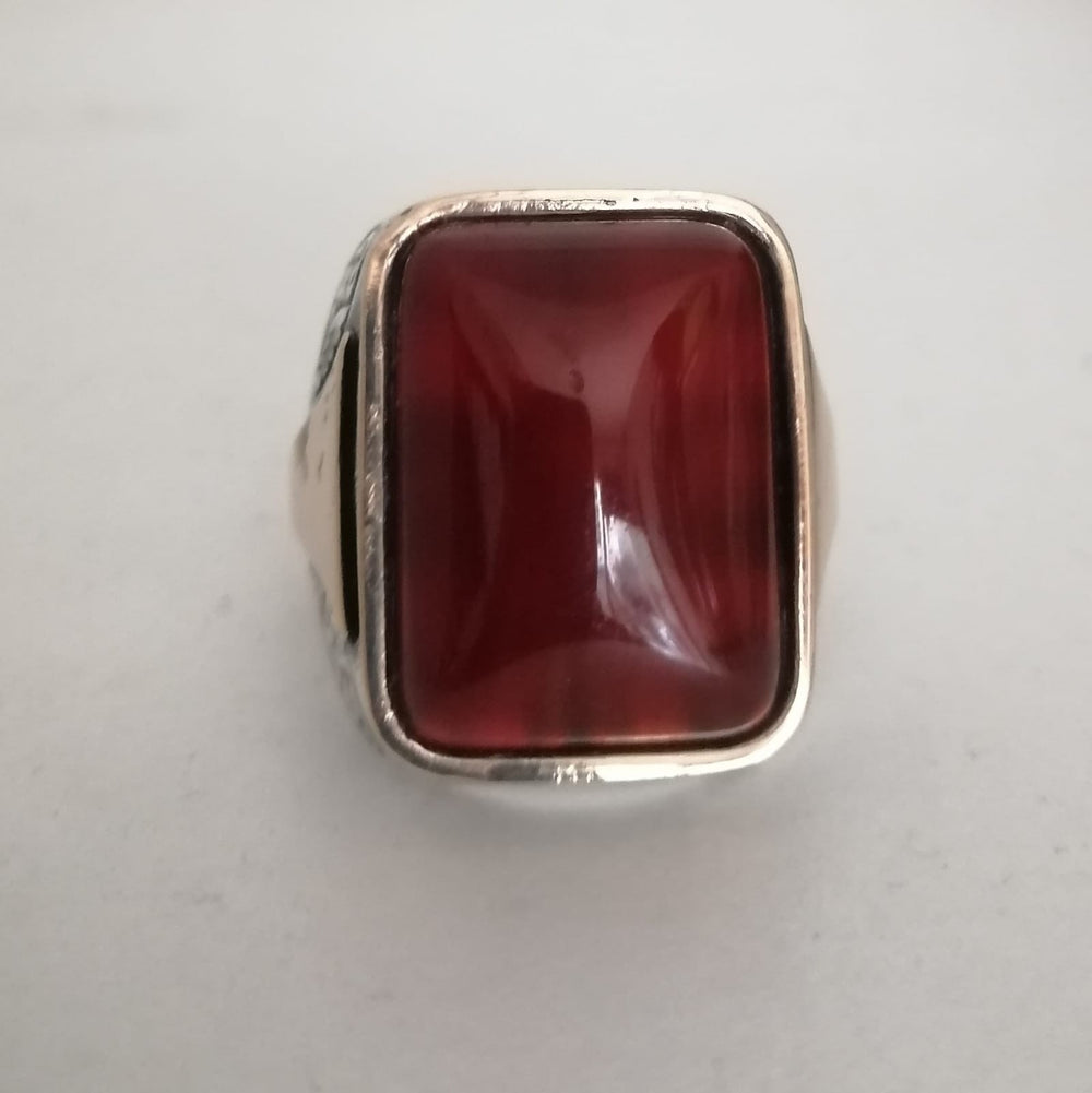 925er Sterlingsilber Achatstei Herrenring Handgefertigt Naturbernstein Damenring