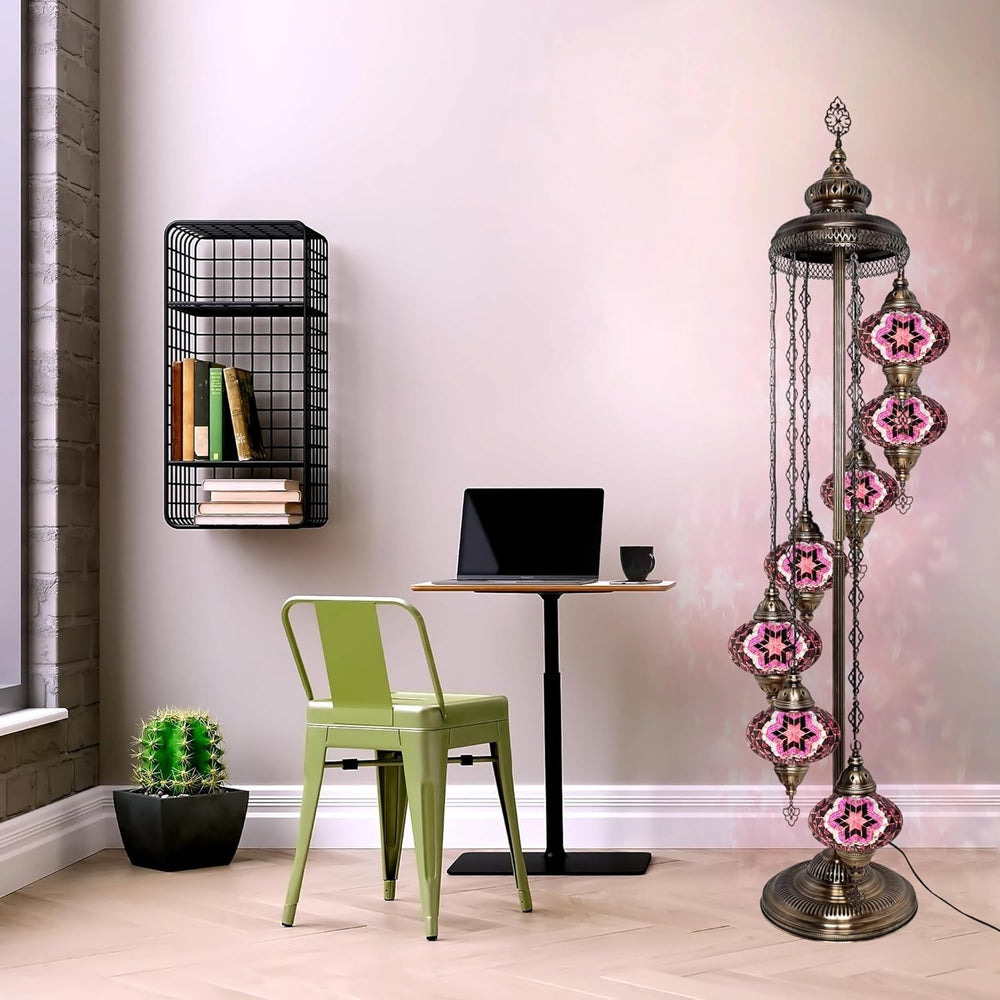 Große 7″ Bunte Türkische Mosaik Stehlampe | Boho Vintage Tiffany Stil Lampe