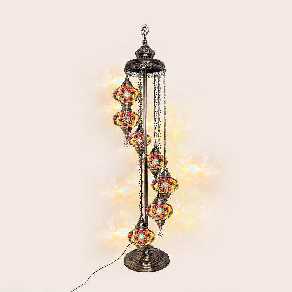 Große 7″ Bunte Türkische Mosaik Stehlampe | Boho Vintage Tiffany Stil Lampe
