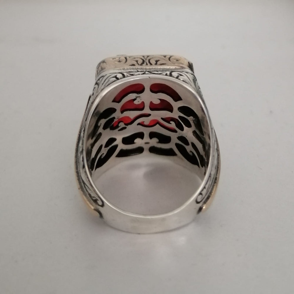 925er Sterlingsilber Achatstei Herrenring Handgefertigt Naturbernstein Damenring