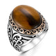 925er Silber mit Tigerauge-Stein handgefertigte Ringe für Frauen und Männer