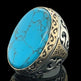 925er Sterlingsilber Türkisste Herrenring Handgefertigt Naturbernstein Damenring