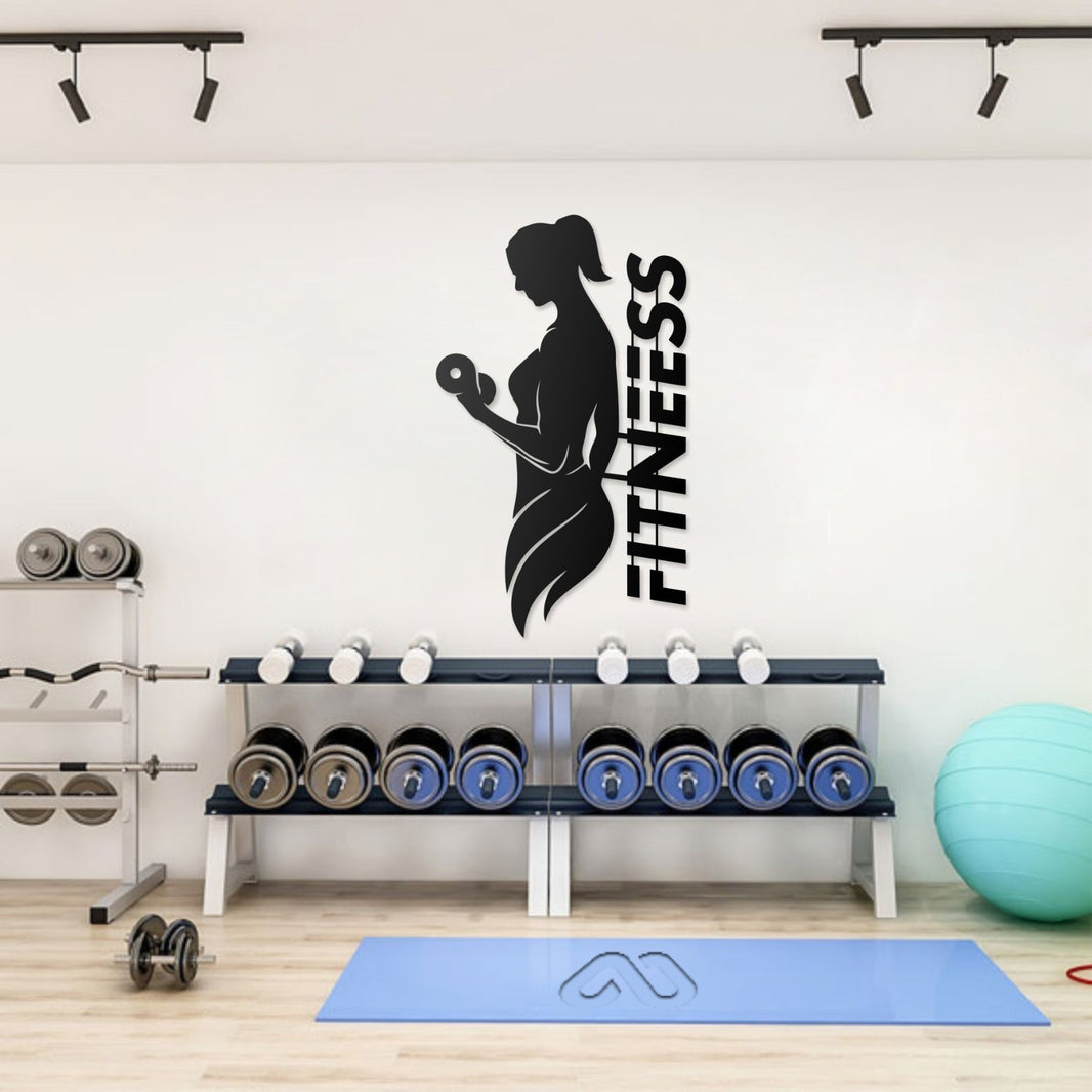 Fitness GYM Box Wandbild Sporthalle 75x45 cm – Metall Wanddekor