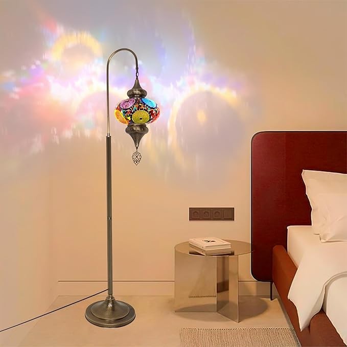 Türkische Mosaik Stehlampe | Marokkan. Schwanenhalslampe & Buntglas Blickfang