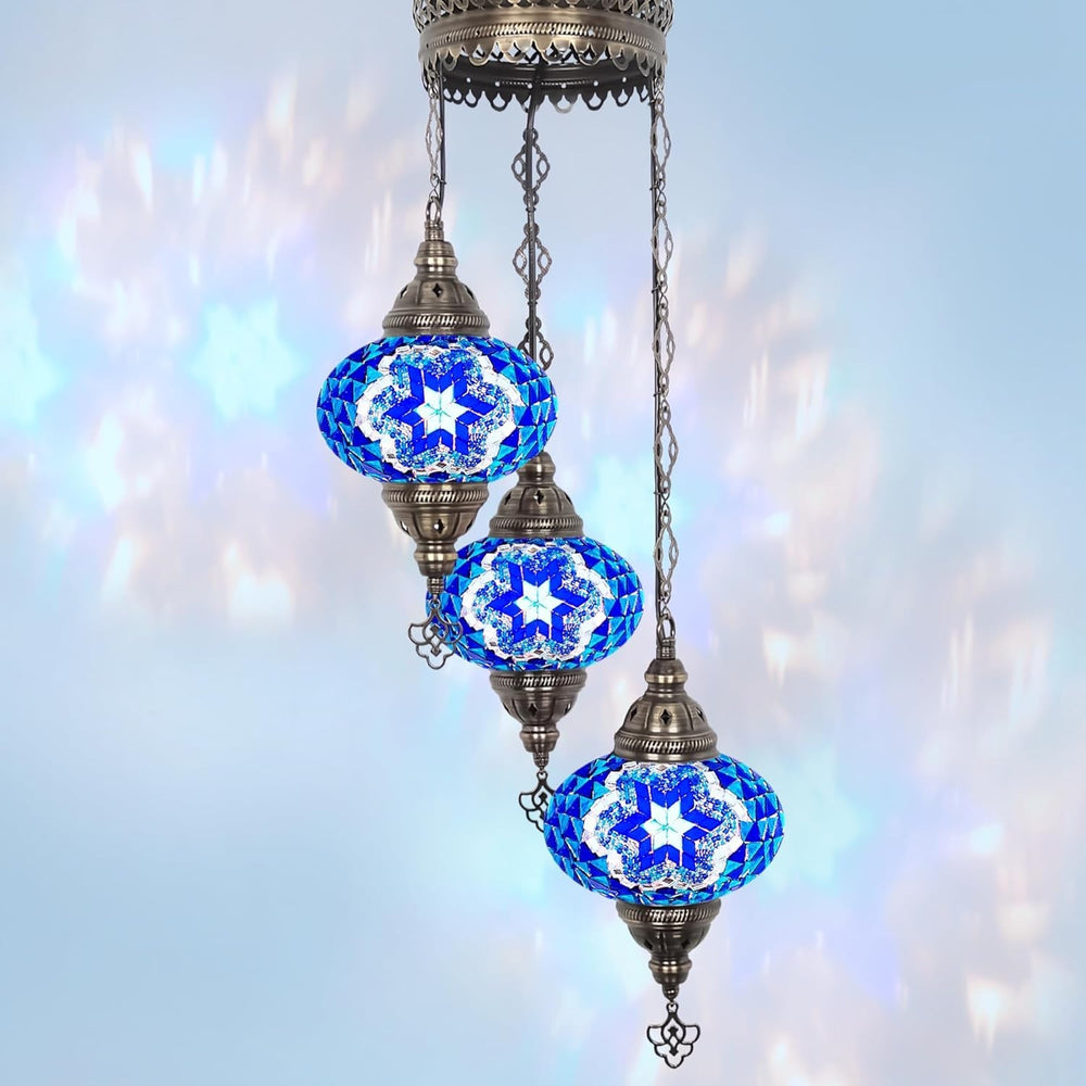 Boho 3-Kugel Mosaik Hängelampe Türkisch Marokkanisch Stil Licht