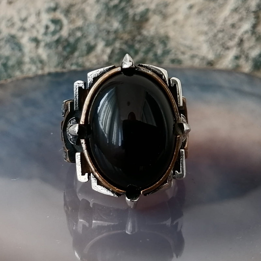 925er Silber mit ONYX-STEIN handgefertigte Ringe für Frauen und Männer