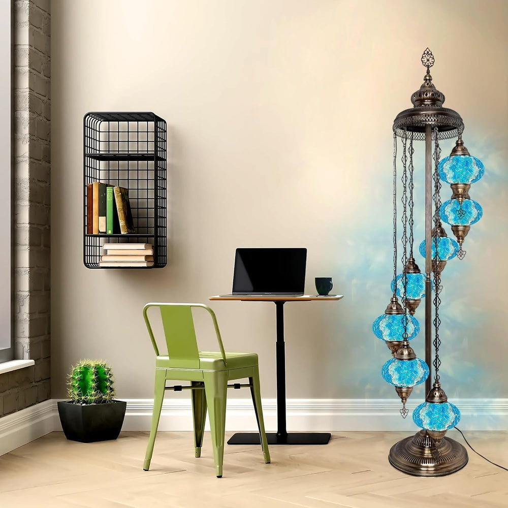 Große 7″ Bunte Türkische Mosaik Stehlampe | Boho Vintage Tiffany Stil Lampe