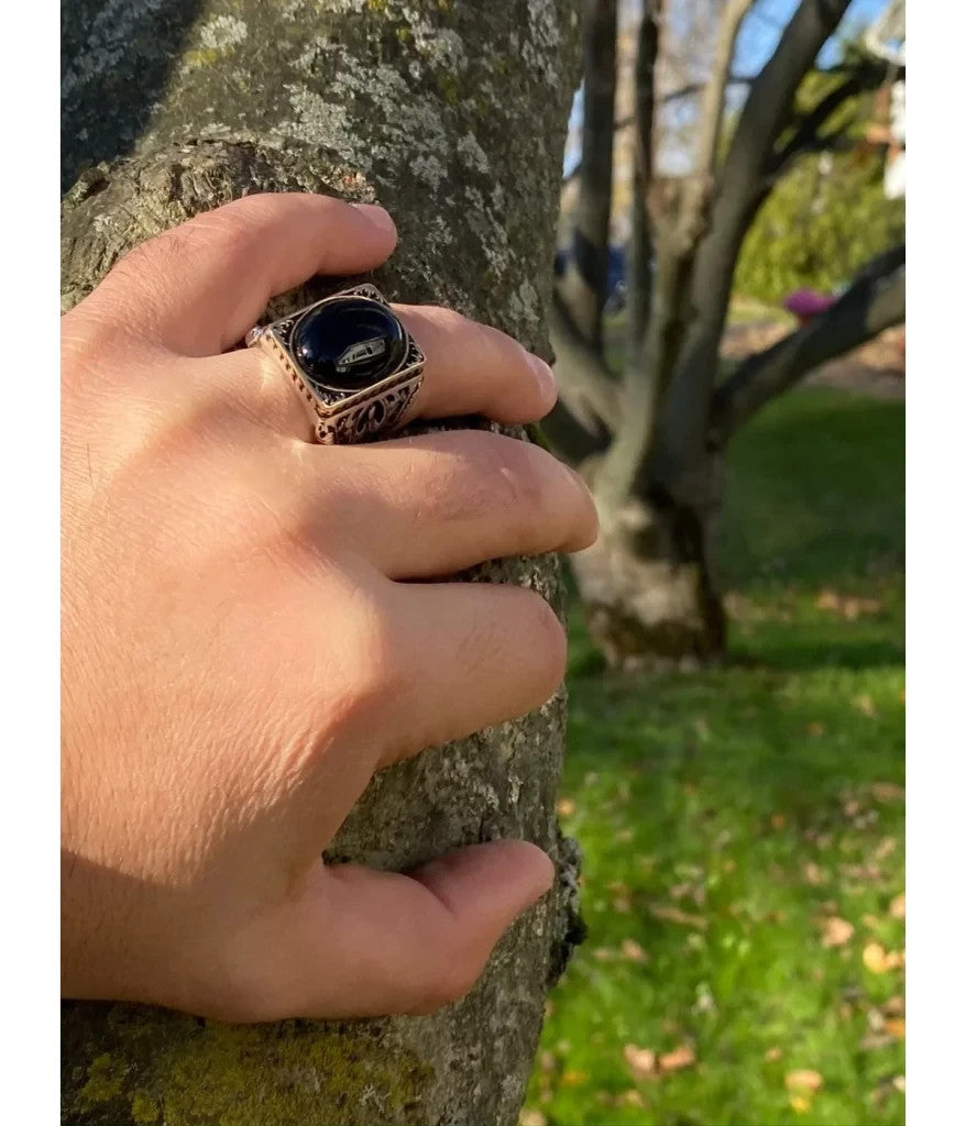 925er Silber mit roten Onyx-Stein handgefertigte Ringe für Frauen und Männer