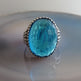 925er Silber  Aquablauer Stein Herrenring Handgefertigt Damenring