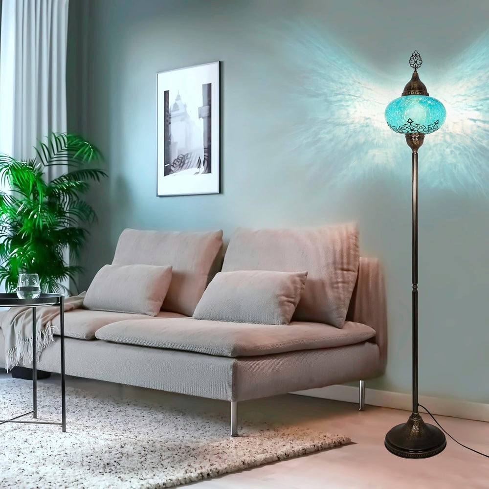Türkische Stehlampe im Mosaik-Tiffany Stil | Glaslampen Boho Vintage Design