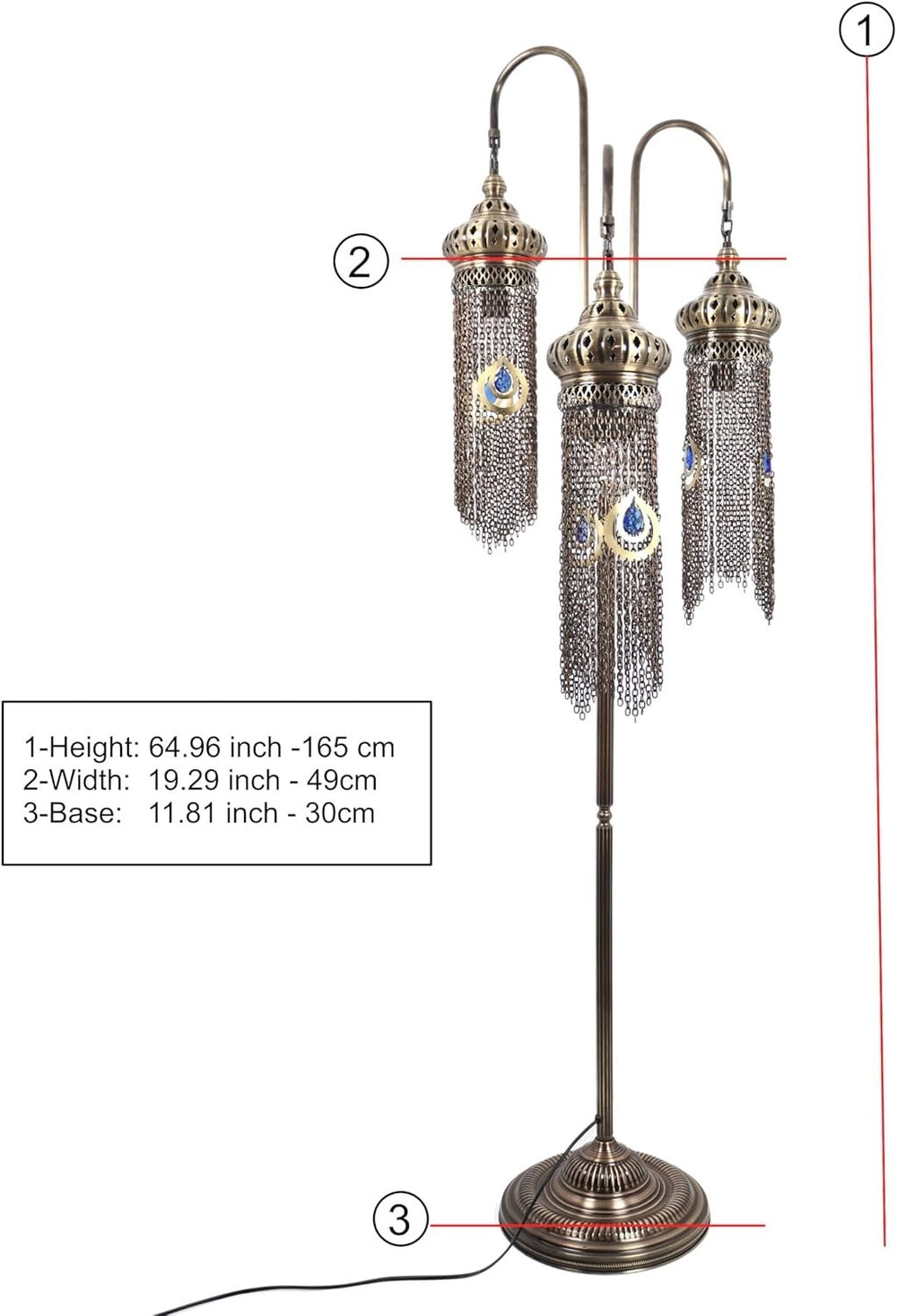 Türkische Boho Mosaik Stehlampe | Marokkanische Vintage Schwanenhals Lampe