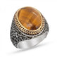 925er Silber mit Tigerauge-Stein handgefertigte Ringe für Frauen und Männer