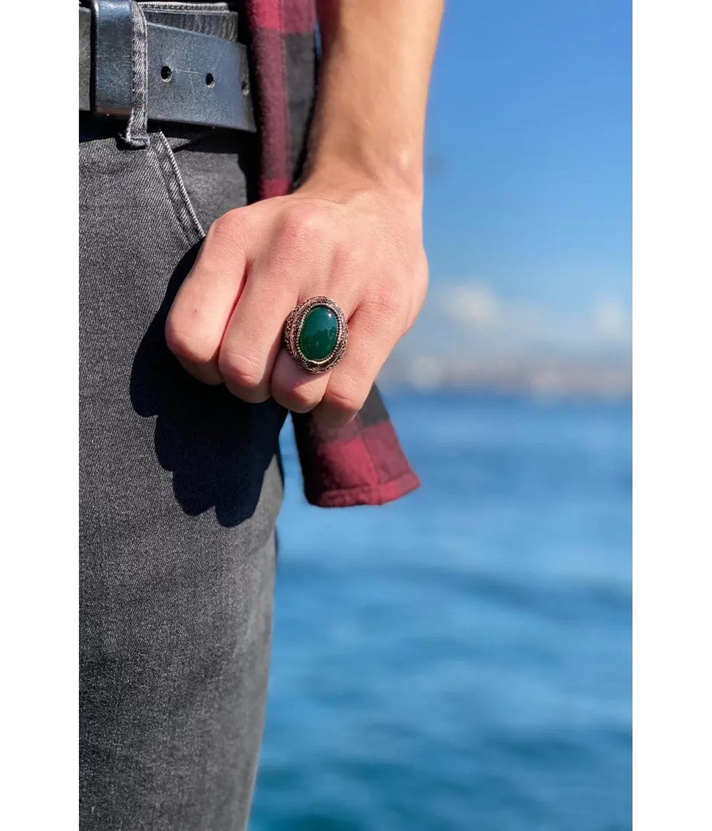 925er Sterlingsilber Zirkon Herrenring Handgefertigt Naturbernstein Damenring