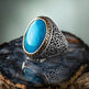 925er Silber, mit großem Türkisstein, handgefertigte Ringe für Frauen und Männer