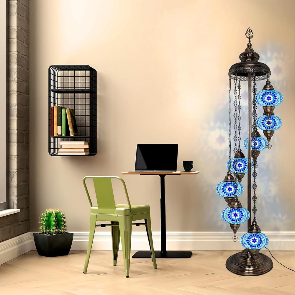 Große 7″ Bunte Türkische Mosaik Stehlampe | Boho Vintage Tiffany Stil Lampe