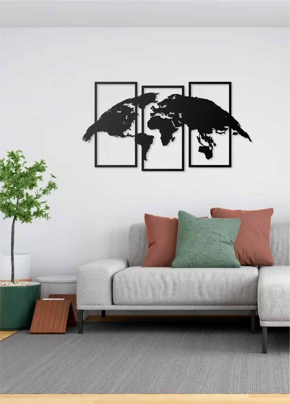 Weltkarte Wandbild Kanvas 100x52 & 124x65 cm – Modernes Wanddekor