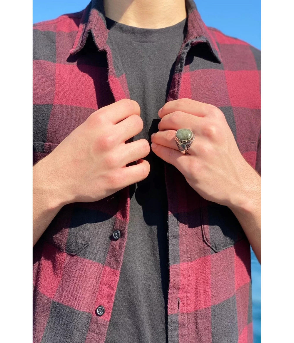 925er Silber-Labradorit-Herrenring Handgefertigter Naturbernstein-Damenring