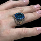 925er Silber  Aquablauer Stein Herrenring Handgefertigt Damenring