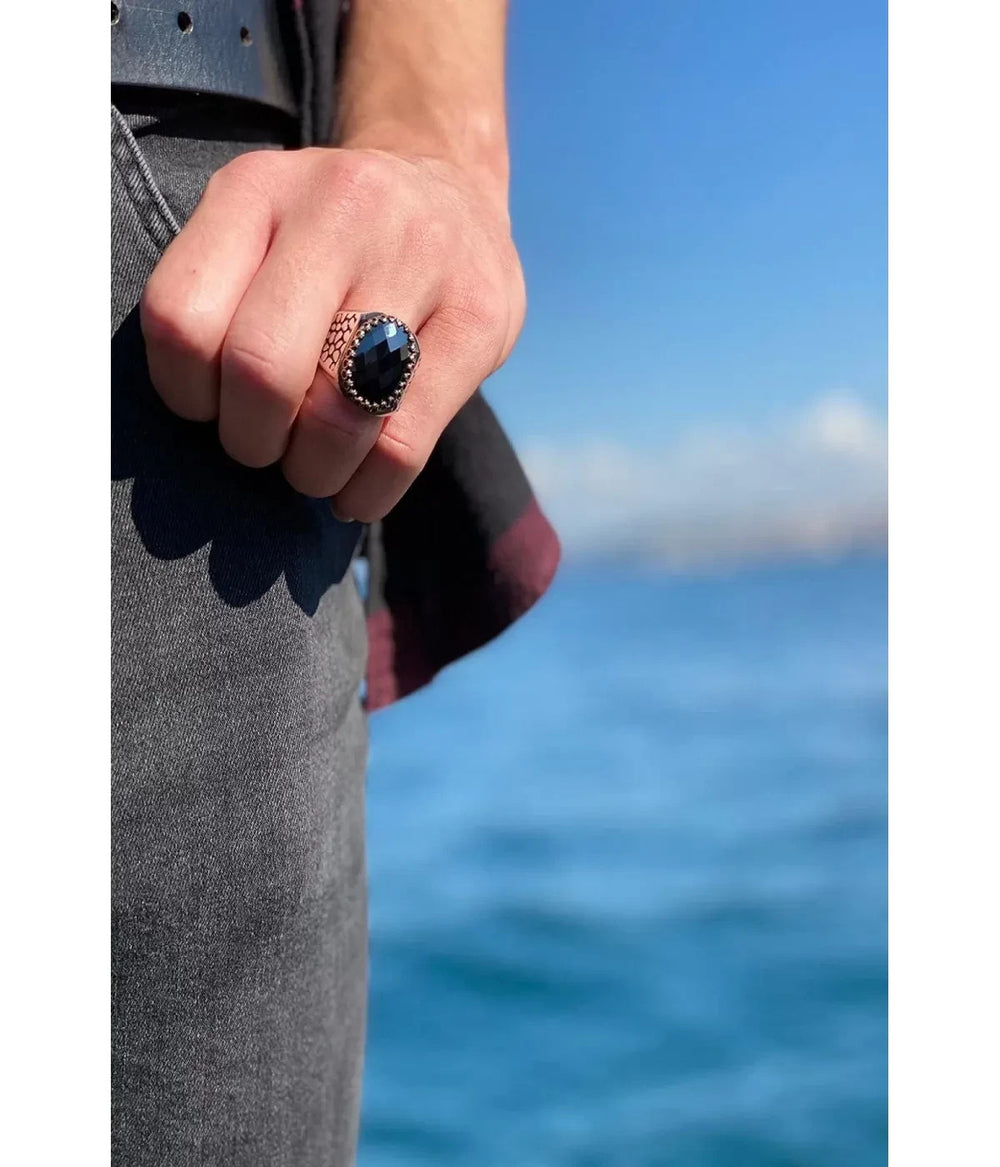 925er Sterlingsilber Zirkon Herrenring Handgefertigt Naturbernstein Damenring