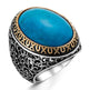 925er Silber, mit großem Türkisstein, handgefertigte Ringe für Frauen und Männer