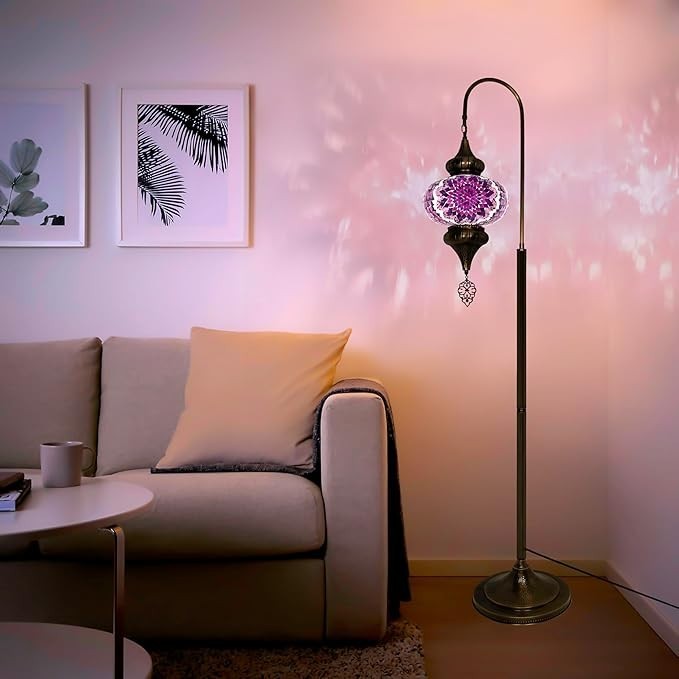 Türkische Mosaik Stehlampe | Marokkan. Schwanenhalslampe & Buntglas Blickfang