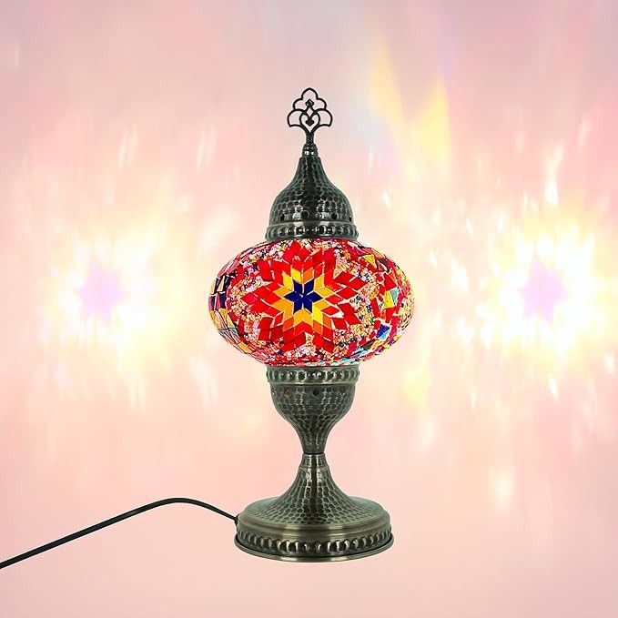 Türkische Boho Mosaik Stehlampe | Marokkanische Vintage Schwanenhals Lampe