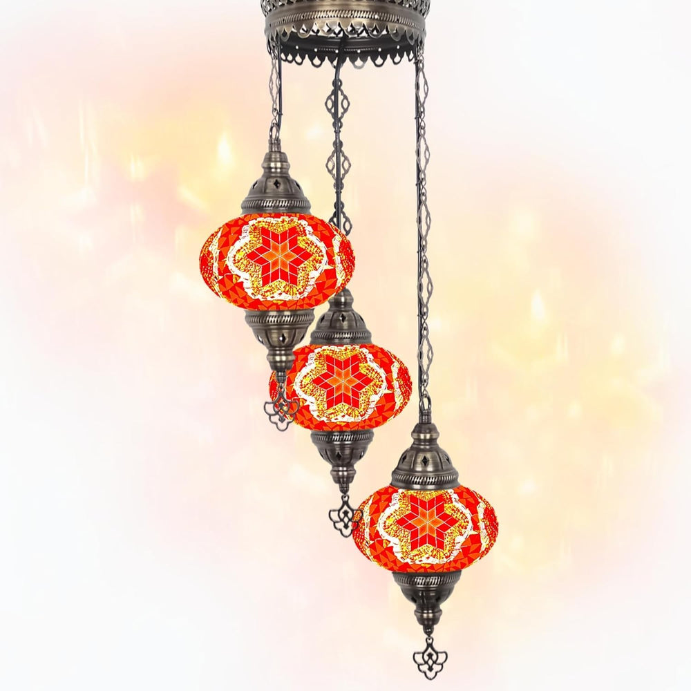 Boho 3-Kugel Mosaik Hängelampe Türkisch Marokkanisch Stil Licht