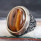 925er Silber mit Tigerauge-Stein handgefertigte Ringe für Frauen und Männer