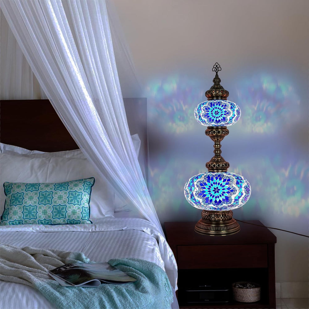 Handgefertigte Türkische Mosaiklampe | Marokkanische Bunte Tischlampe Deko