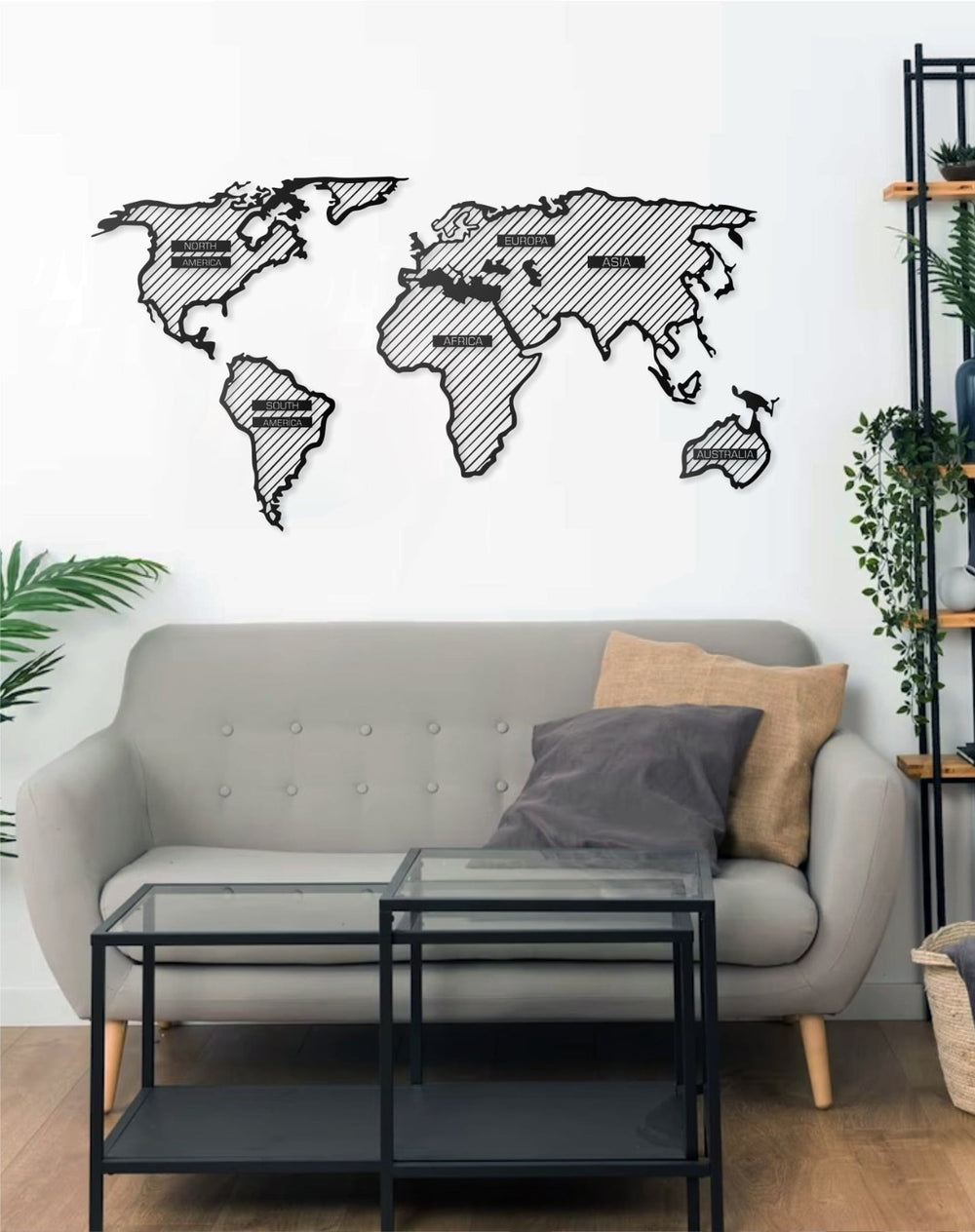 🌍 Metall Weltkarte Wandbild 3-teilig Parçalı 50x100 70x120 Handarbeit
