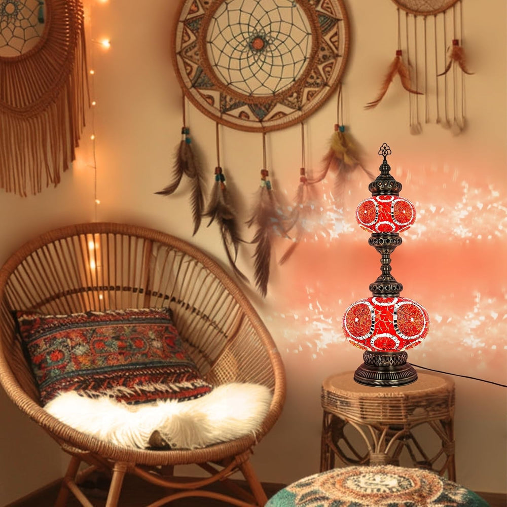 Handgefertigte Türkische Mosaiklampe | Marokkanische Bunte Tischlampe Deko