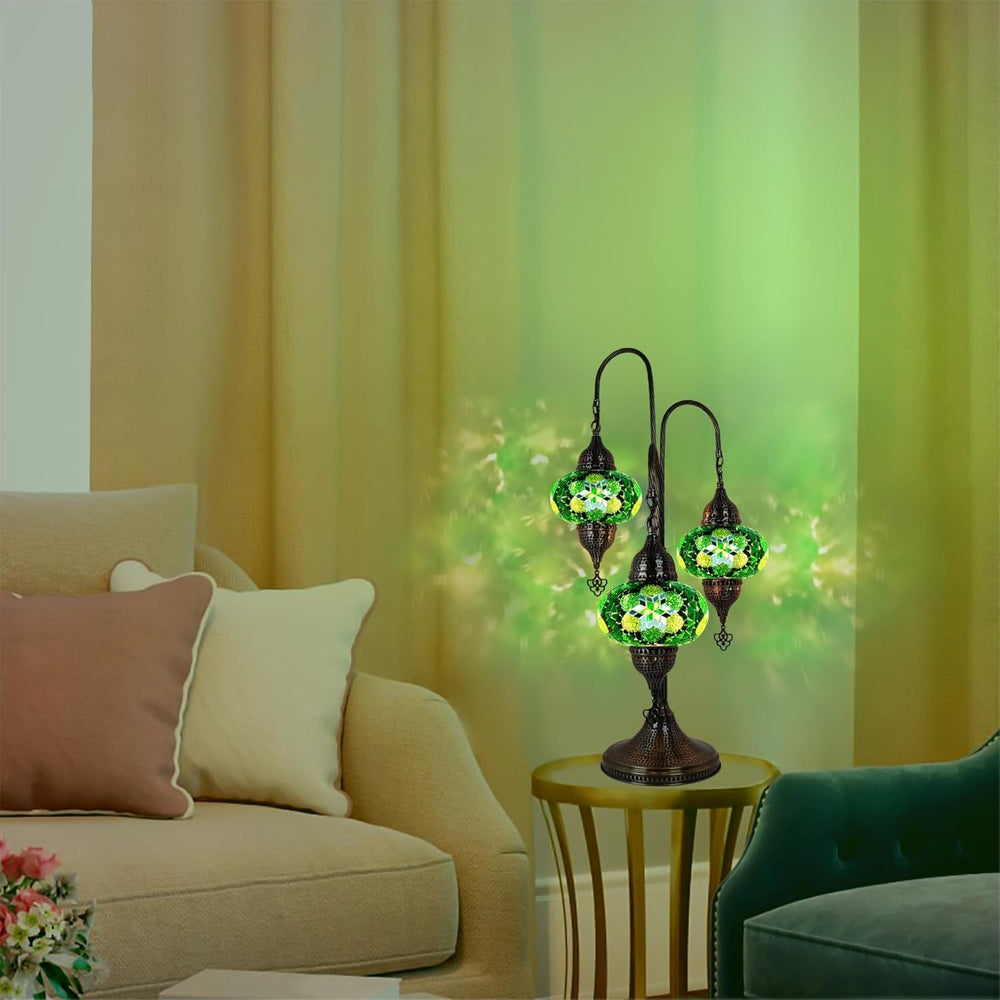 Türkische Mosaik Tischlampe 3 Kugeln | Marokkanische Vintage Lampe Deko