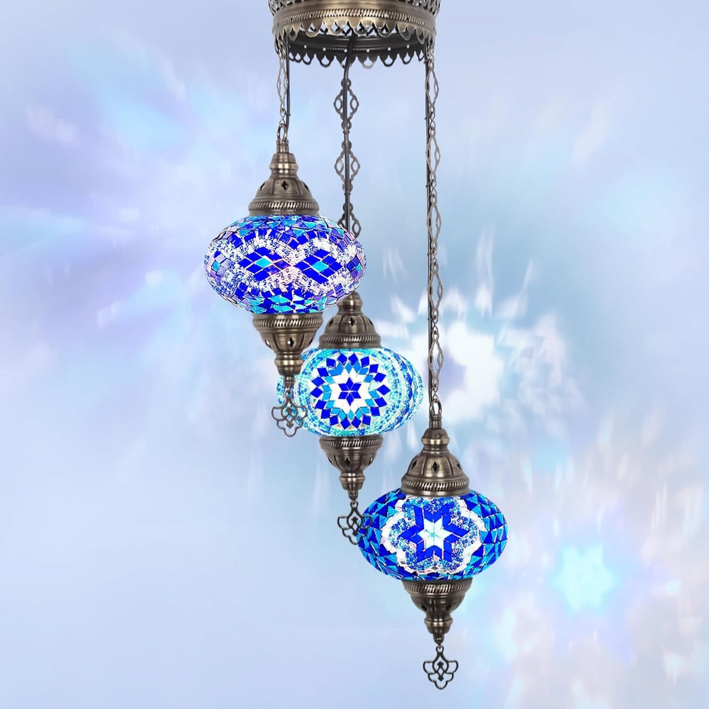 Boho 3-Kugel Mosaik Hängelampe Türkisch Marokkanisch Stil Licht