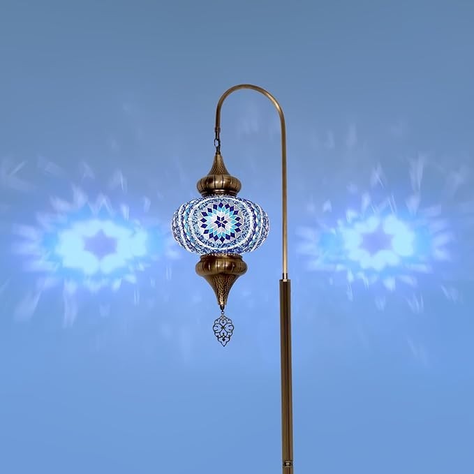 Türkische Mosaik Stehlampe | Marokkan. Schwanenhalslampe & Buntglas Blickfang