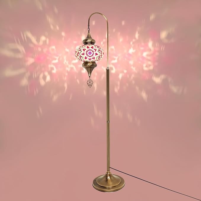 Türkische Mosaik Stehlampe | Marokkan. Schwanenhalslampe & Buntglas Blickfang