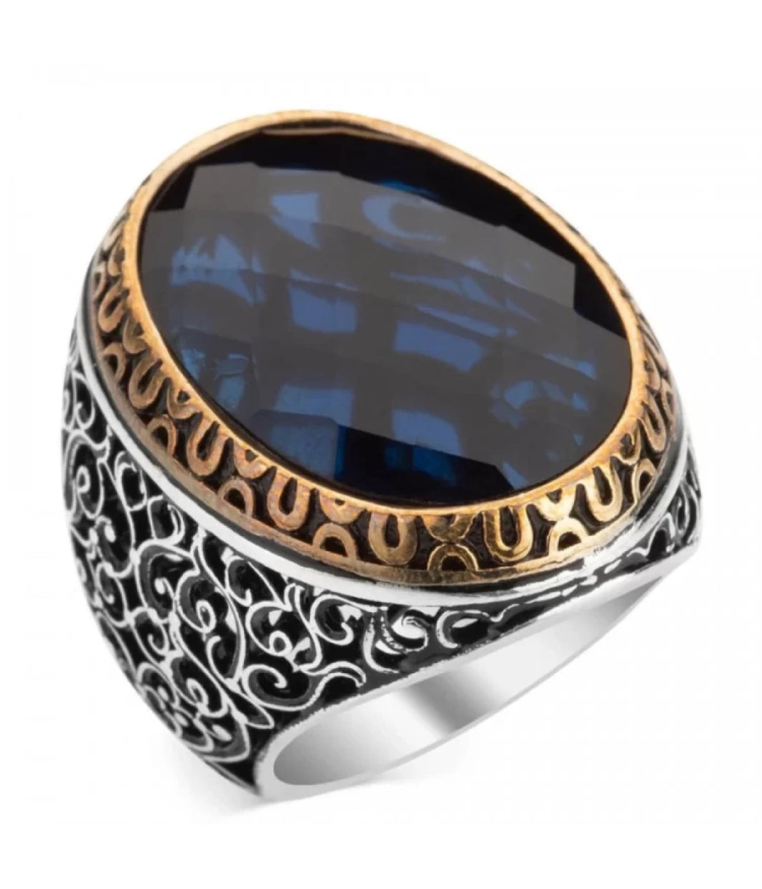 925er Silber mit blauen Zirkoniasteinen handgefertigte Ringe für Frauen und Männ