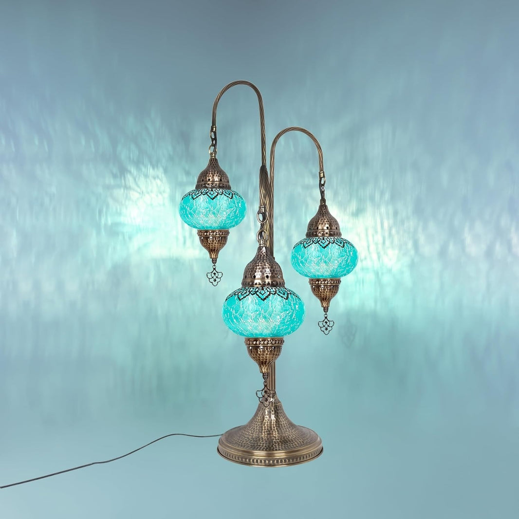 Türkische 3-Kugel-Mosaiklampe | Handgefertigte Vintage Nachttischlampe