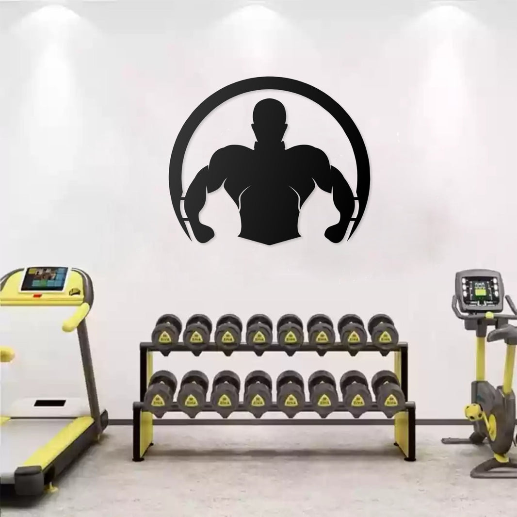 Fitness GYM Box Wandbild Sporthalle 75x62 cm – Metall Wanddekor