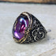 925er Silber Amethyststein Herrenring Handgefertigt Damenring
