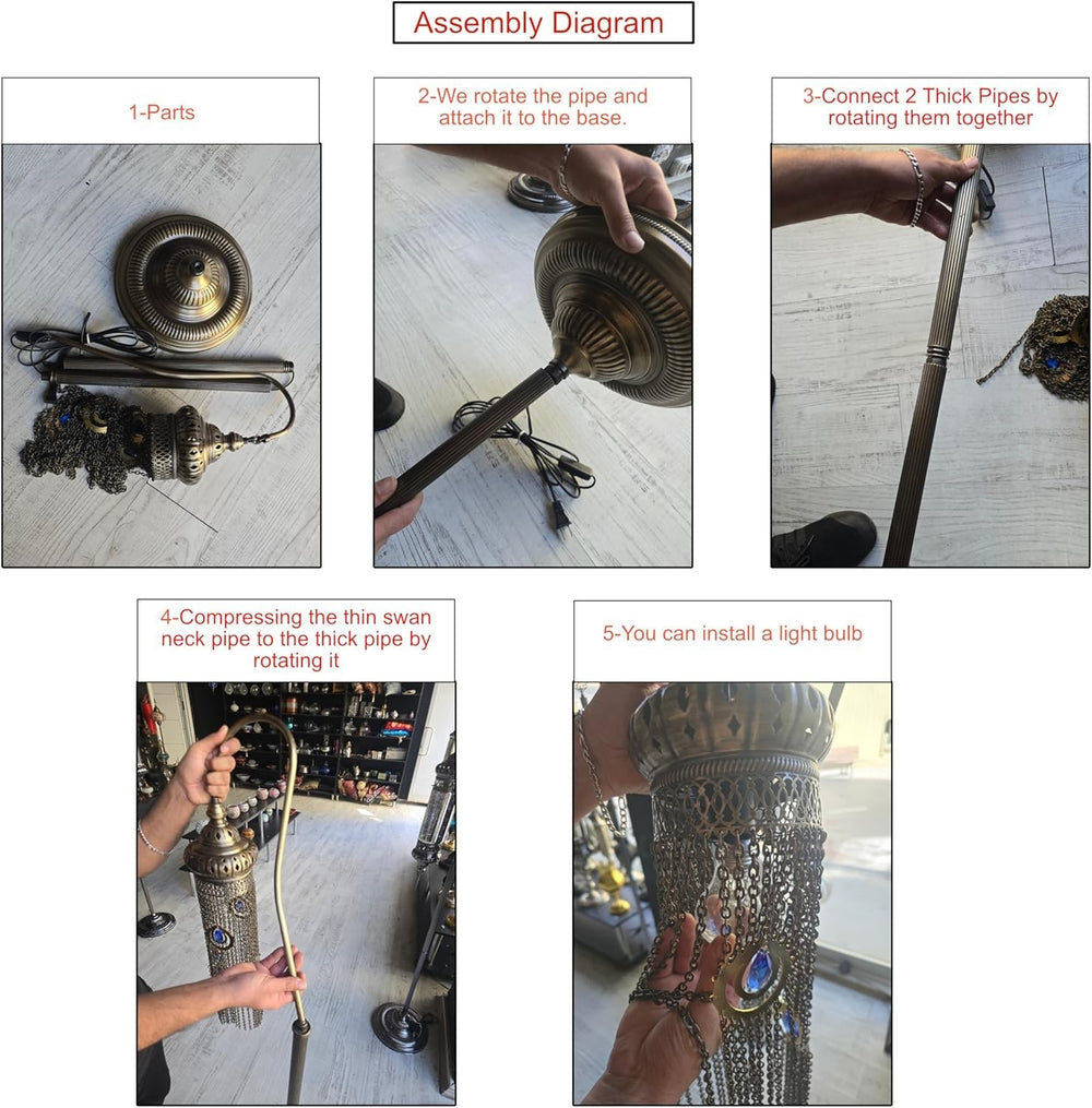 Boho Türkische Mosaik-Stehlampe | Marokkanische Vintage Lampe für Wohnzimmer