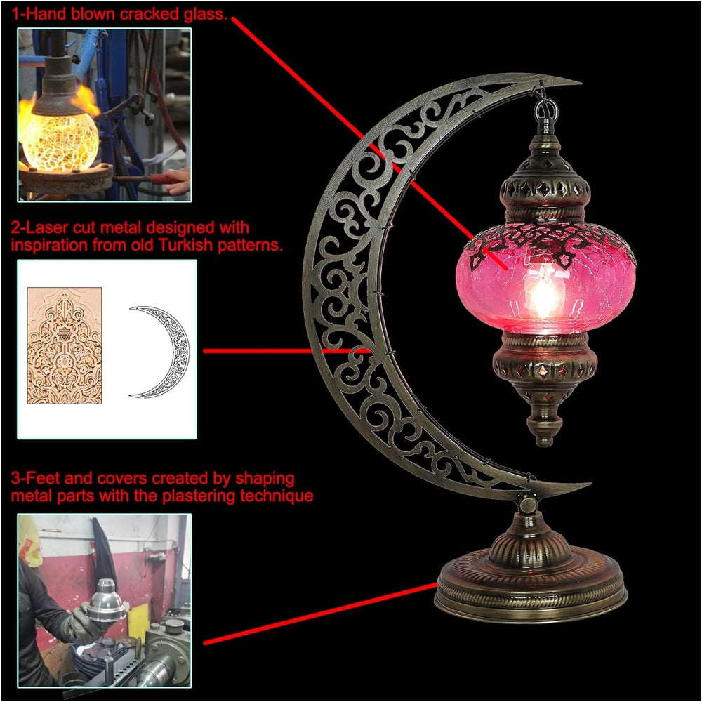 Türkische Mosaiklampe Glas | Marokkanische Vintage Tischleuchtung