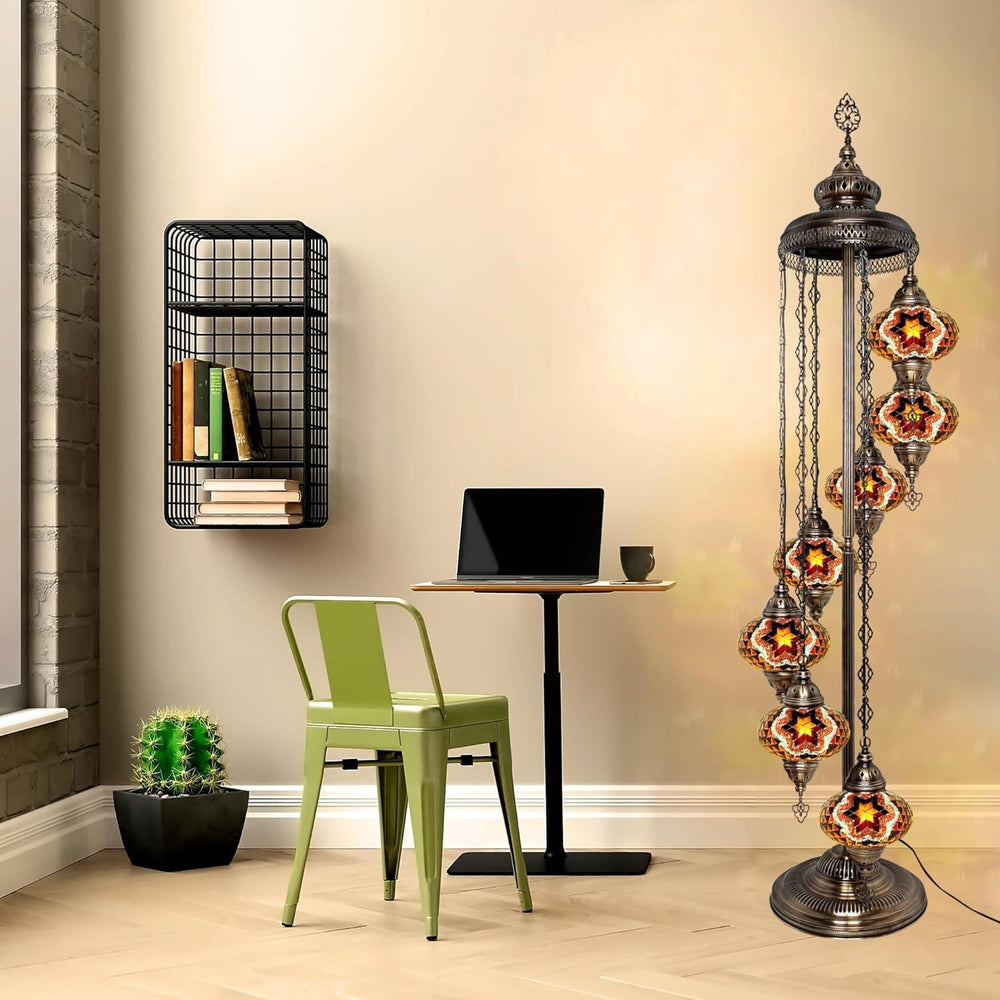 Große 7″ Bunte Türkische Mosaik Stehlampe | Boho Vintage Tiffany Stil Lampe