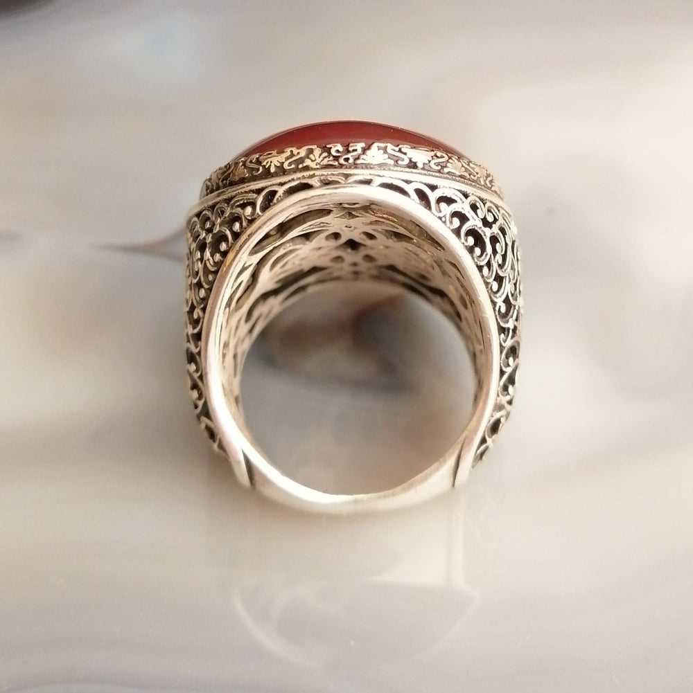 925er Sterlingsilber Achatstei Herrenring Handgefertigt Naturbernstein Damenring