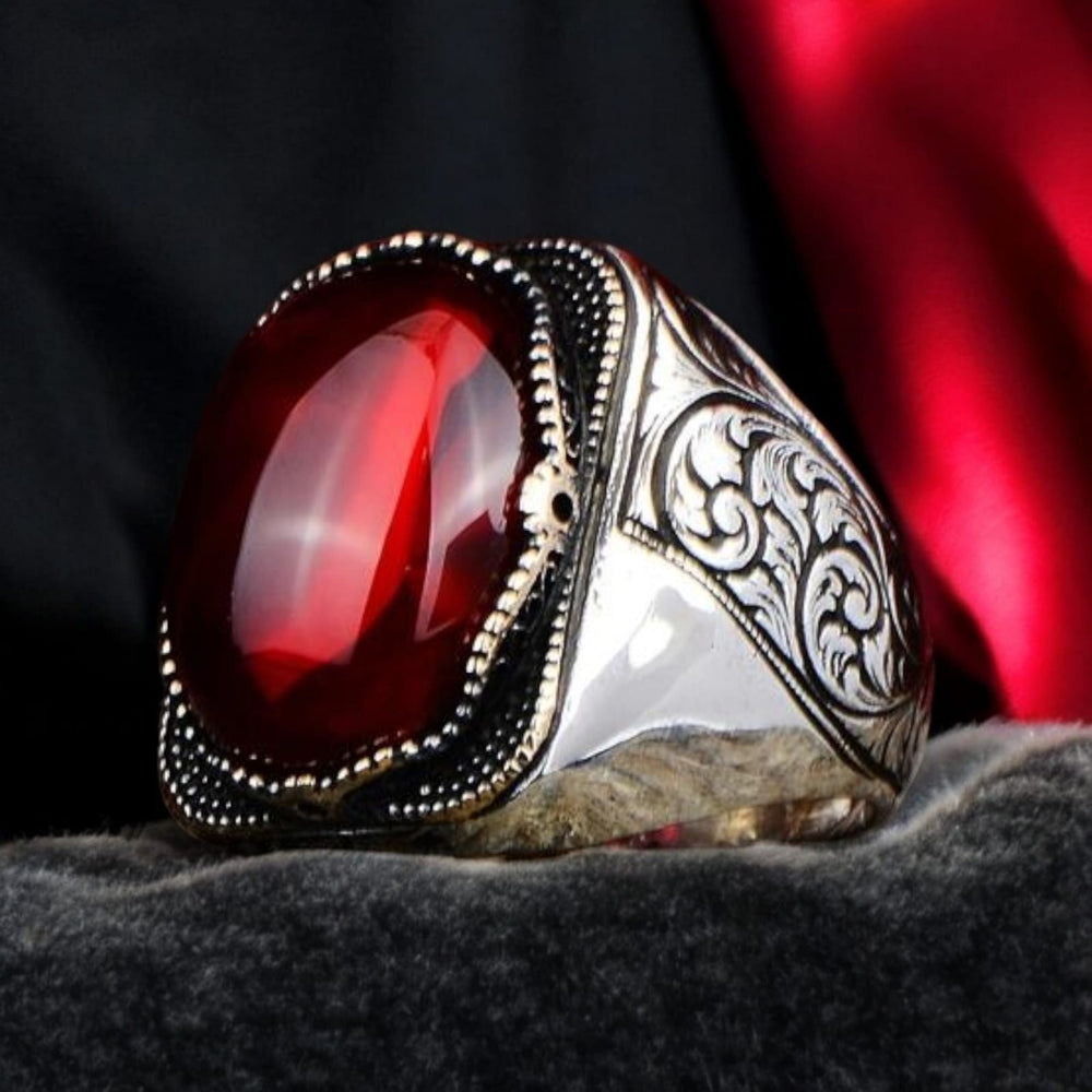 925er Silber-Rubin-Herrenring Handgefertigter natürlicher Damenring