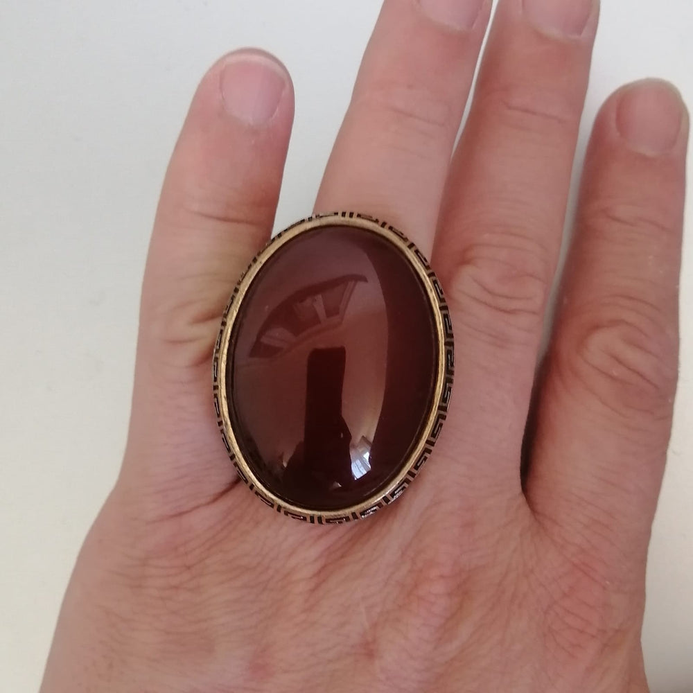 925er Sterlingsilber Achatstei Herrenring Handgefertigt Naturbernstein Damenring