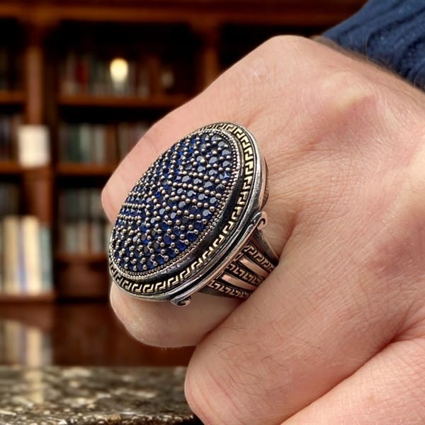 925er Silber, mit Saphirsteinen, handgefertigte Ringe für Damen und Herren