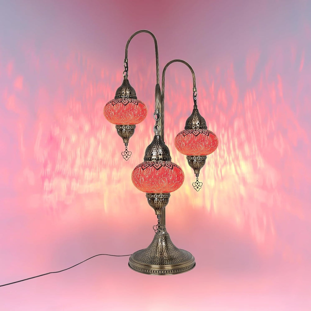 Türkische 3-Kugel-Mosaiklampe | Handgefertigte Vintage Nachttischlampe